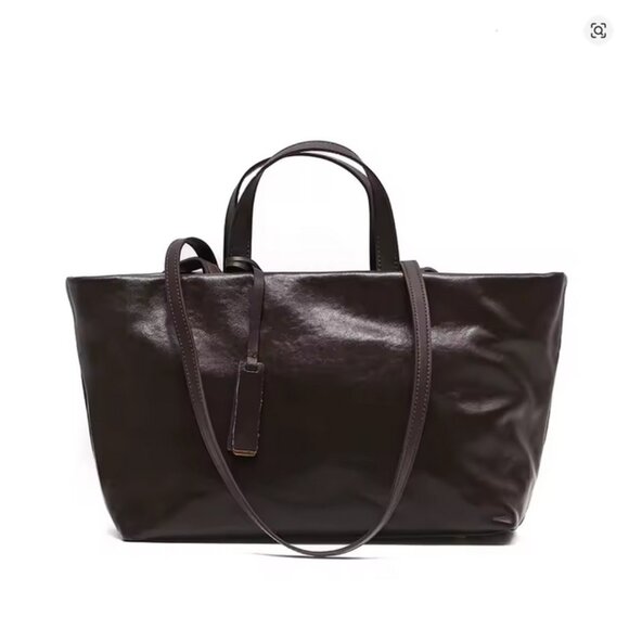Premium genuine cowhide leather tote bag - Picture 1 of 13